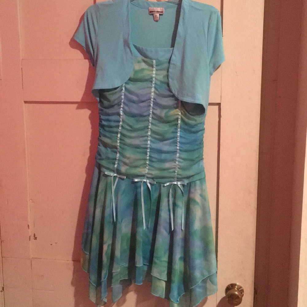 Amy’s Closet Blue Mermaid Party Dress Bow Tie Dye